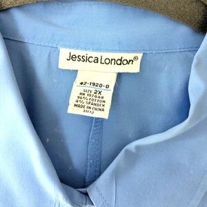 Jessica London Blue Dress French Cuff Shirt Classic Style